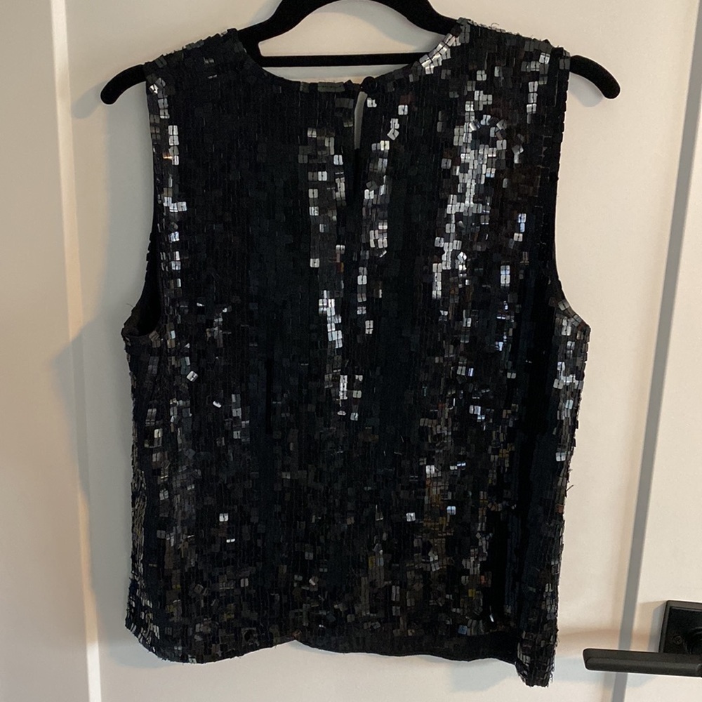 DKNY Silk Sequin Black Shell Top - Picture 7 of 8